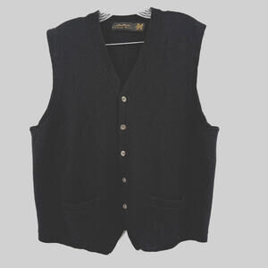 Eildon Hills Mens Vest Merino Wool Button Up Black XL